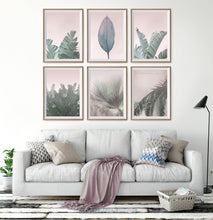 Load image into Gallery viewer, Blush Pink Tropical Leaves Set of 6 Six Digital Prints