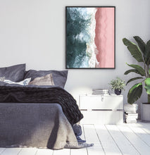 Load image into Gallery viewer, Turquoise Waves Pink Beach Aerial Ocean Photography