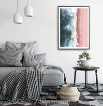 Load image into Gallery viewer, Turquoise Waves Pink Beach Aerial Ocean Photography