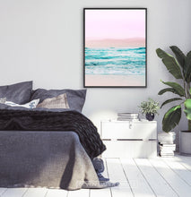 Load image into Gallery viewer, Pink Coastal Wall Art Set of 3 Prints with Ocean Beach Photo