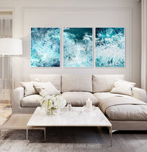 Load image into Gallery viewer, Ocean Waves 3 Piece Wall Art with Splashing Coastal Water