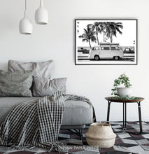 Load image into Gallery viewer, Black And White Retro Combi Bus Print