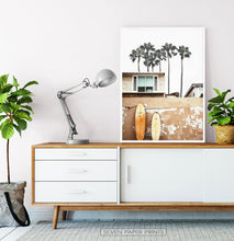 Load image into Gallery viewer, Coastal Surf Print with Palm Trees