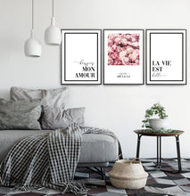Load image into Gallery viewer, Floral Wall Art Set of 3 Pink Flower Digital Prints