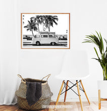 Load image into Gallery viewer, Black And White Retro Combi Bus Print