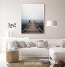 Load image into Gallery viewer, Minimalist Wooden Pier Print with Coastal Landscape