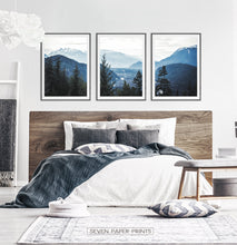 Load image into Gallery viewer, Blue Forest Nordic Landscape Set of 3 Wall Art