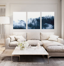 Load image into Gallery viewer, Misty Indigo Forest Landscape Set of 3 Digital Scenery