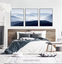 Load image into Gallery viewer, Blue Mountain Wall Art Set of 3 Modern Abstract Prints