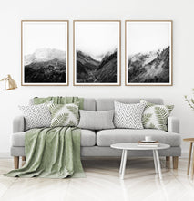 Load image into Gallery viewer, Black and White Mountain Landscape Set of 3 Wall Arts