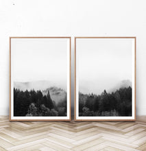 Load image into Gallery viewer, Black and White Foggy Nature Print Set of 2