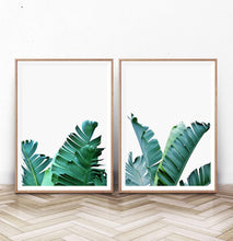 Load image into Gallery viewer, Green Banana Leaf Set of 2 Tropical Decor Prints