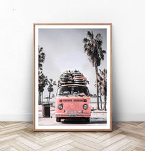 Load image into Gallery viewer, VW Pink Retro Bus Art Print with Front View