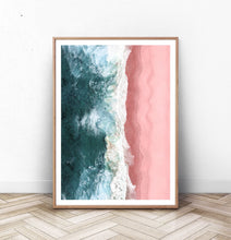 Load image into Gallery viewer, Turquoise Waves Pink Beach Aerial Ocean Photography