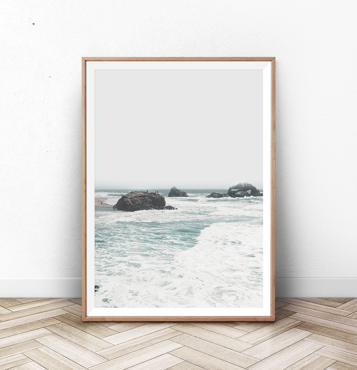 Ocean Rock Wall Art with Coastal Sea Water