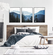 Load image into Gallery viewer, Blue Forest Nordic Landscape Set of 3 Wall Art