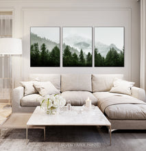 Load image into Gallery viewer, Set of 3 Green Mountain Forest Landscape Prints