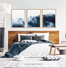 Load image into Gallery viewer, Misty Indigo Forest Landscape Set of 3 Digital Scenery