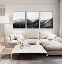 Load image into Gallery viewer, Black and White Mountain Landscape Set of 3 Wall Arts