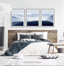 Load image into Gallery viewer, Blue Mountain Wall Art Set of 3 Modern Abstract Prints