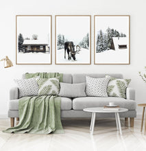 Load image into Gallery viewer, Moose Winter Forest Set of 3 Digital Prints