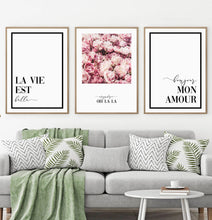 Load image into Gallery viewer, Floral Wall Art Set of 3 Pink Flower Digital Prints
