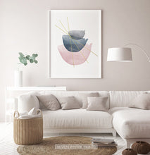 Load image into Gallery viewer, Abstract Geometric Wall Art with Pink and Grey Stones