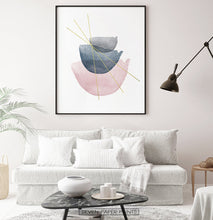 Load image into Gallery viewer, Abstract Geometric Wall Art with Pink and Grey Stones