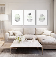 Load image into Gallery viewer, Nordic Abstract Art Gray and Green Set of 3 Artworks