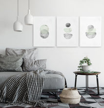 Load image into Gallery viewer, Nordic Abstract Art Gray and Green Set of 3 Artworks