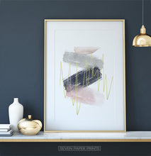 Load image into Gallery viewer, Abstract Brush Print with Gold, Gray, Pink, and Blue Colors