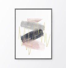 Load image into Gallery viewer, Abstract Brush Print with Gold, Gray, Pink, and Blue Colors