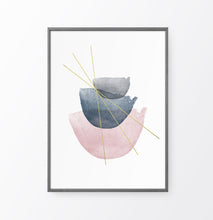 Load image into Gallery viewer, Abstract Geometric Wall Art with Pink and Grey Stones
