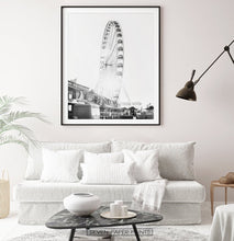 Load image into Gallery viewer, Black and White Ferris Wheel Print for Living Room