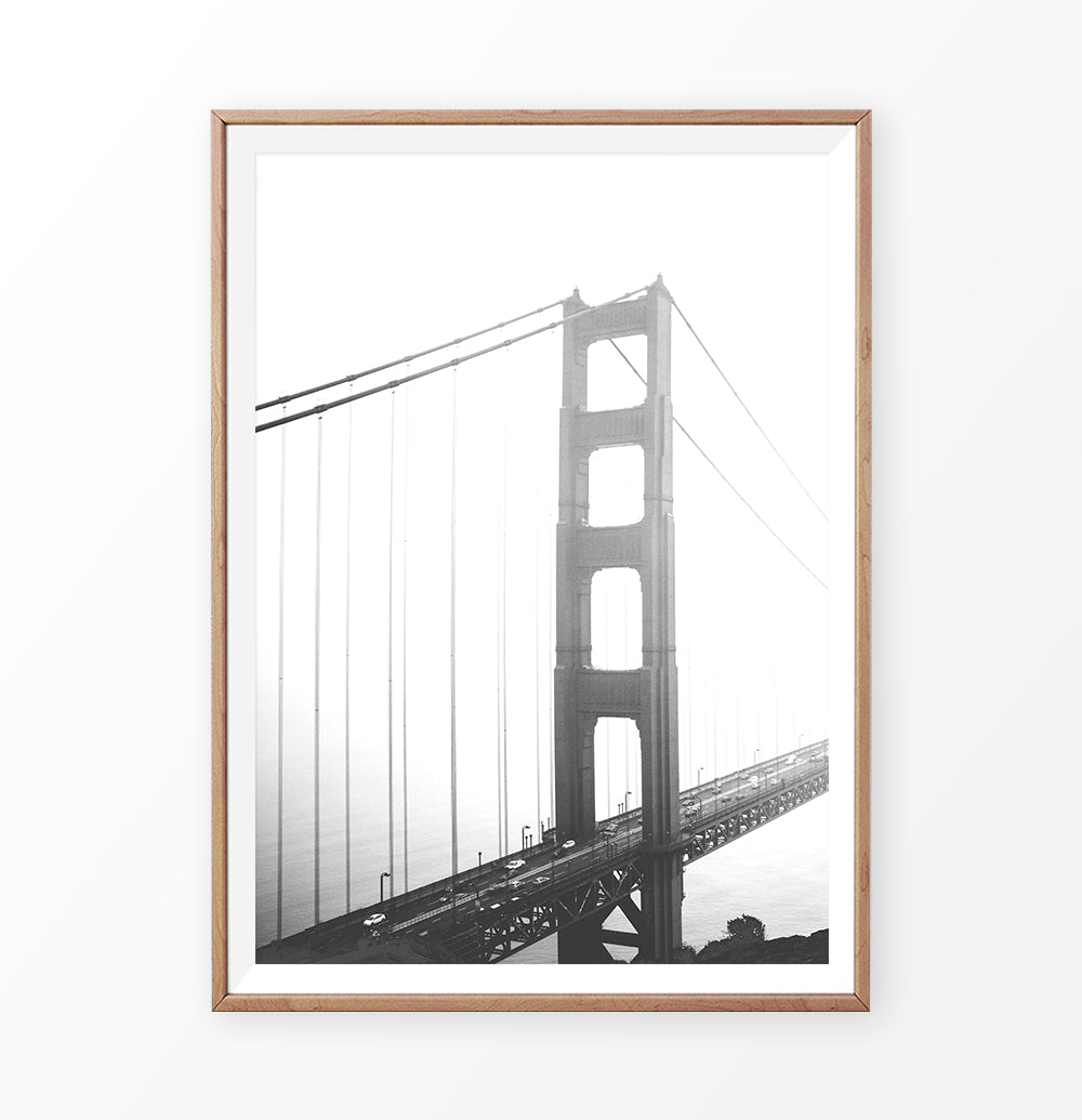 San Francisco Golden Gate Bridge Wall Art in Black and White