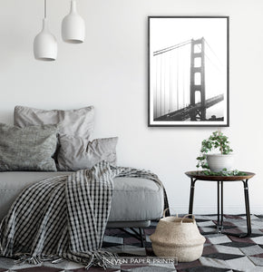 San Francisco Golden Gate Bridge Wall Art in Black and White