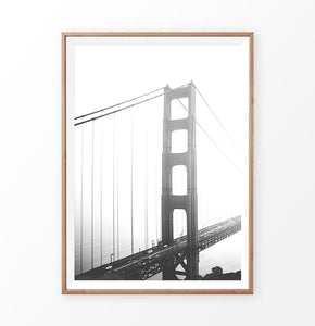 San Francisco Golden Gate Bridge Wall Art in Black and White