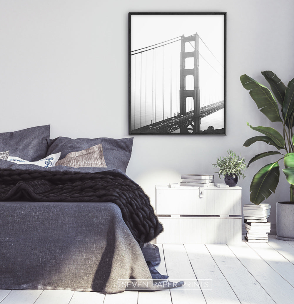 San Francisco Golden Gate Bridge Wall Art in Black and White