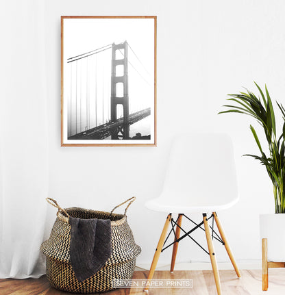 San Francisco Golden Gate Bridge Wall Art in Black and White
