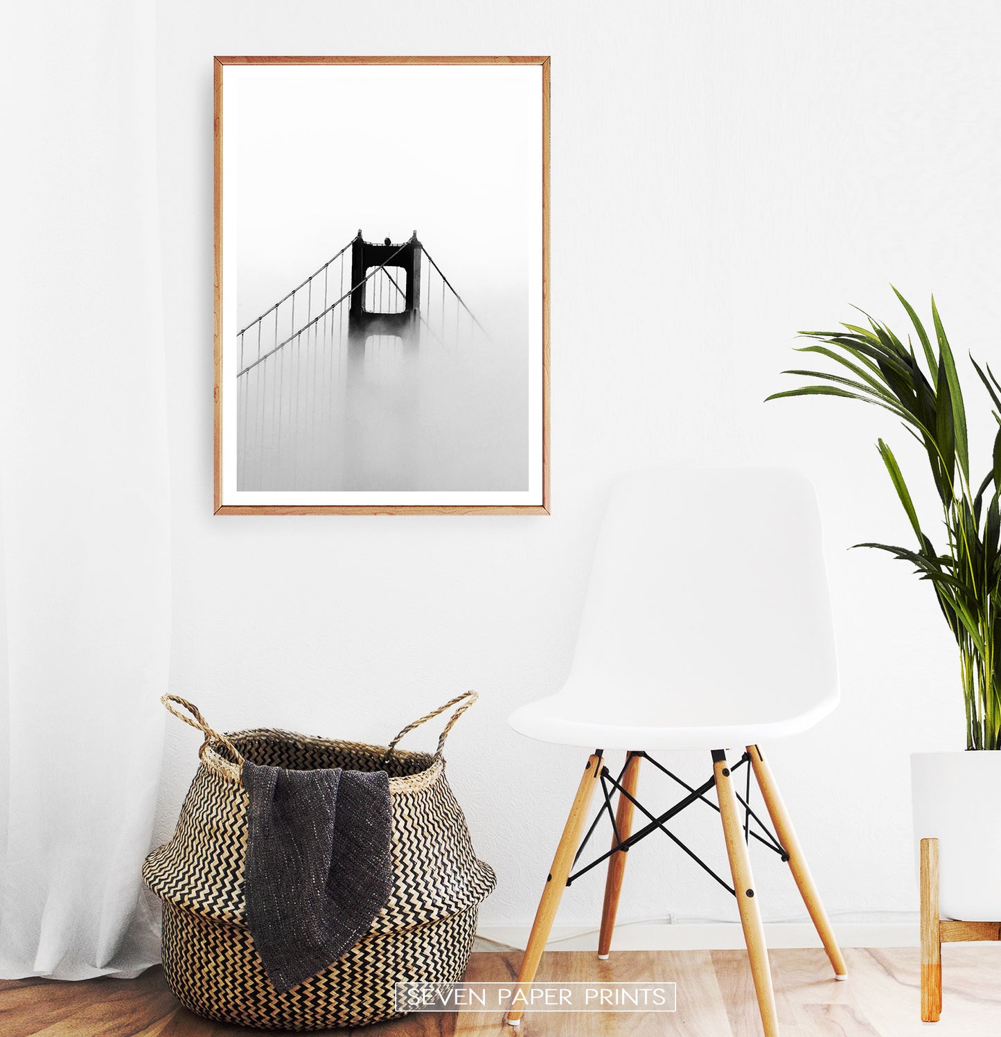 Foggy Golden Gate Bridge Tower Photography Monochrome