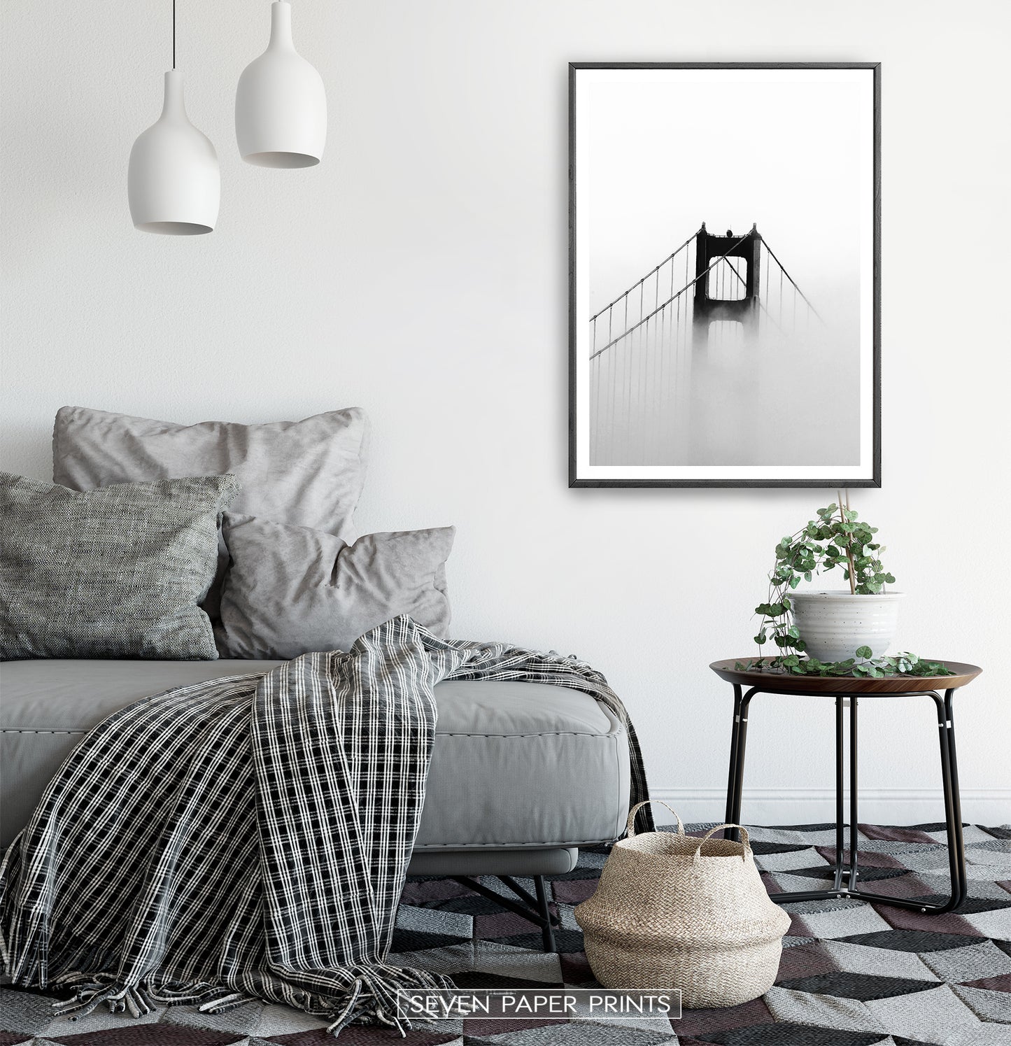 Foggy Golden Gate Bridge Tower Photography Monochrome