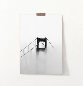 Foggy Golden Gate Bridge Tower Photography Monochrome