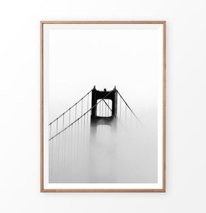 Foggy Golden Gate Bridge Tower Photography Monochrome