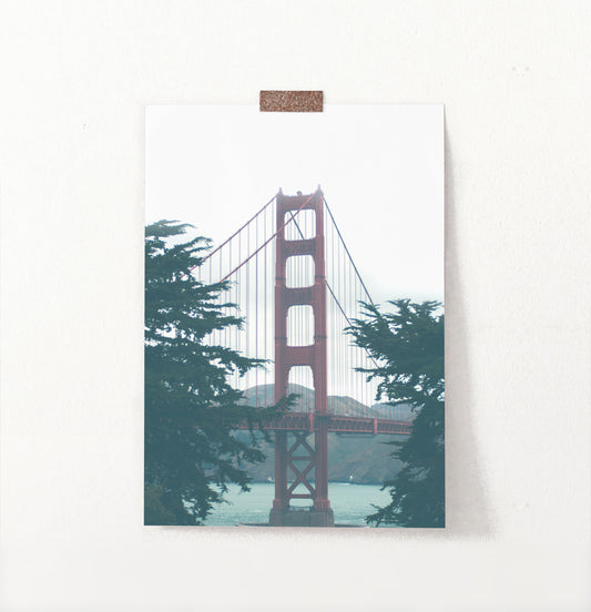 Golden Gate Bridge Green Foggy Photo Art