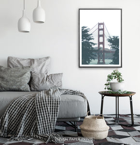 Golden Gate Bridge Green Foggy Photo Art