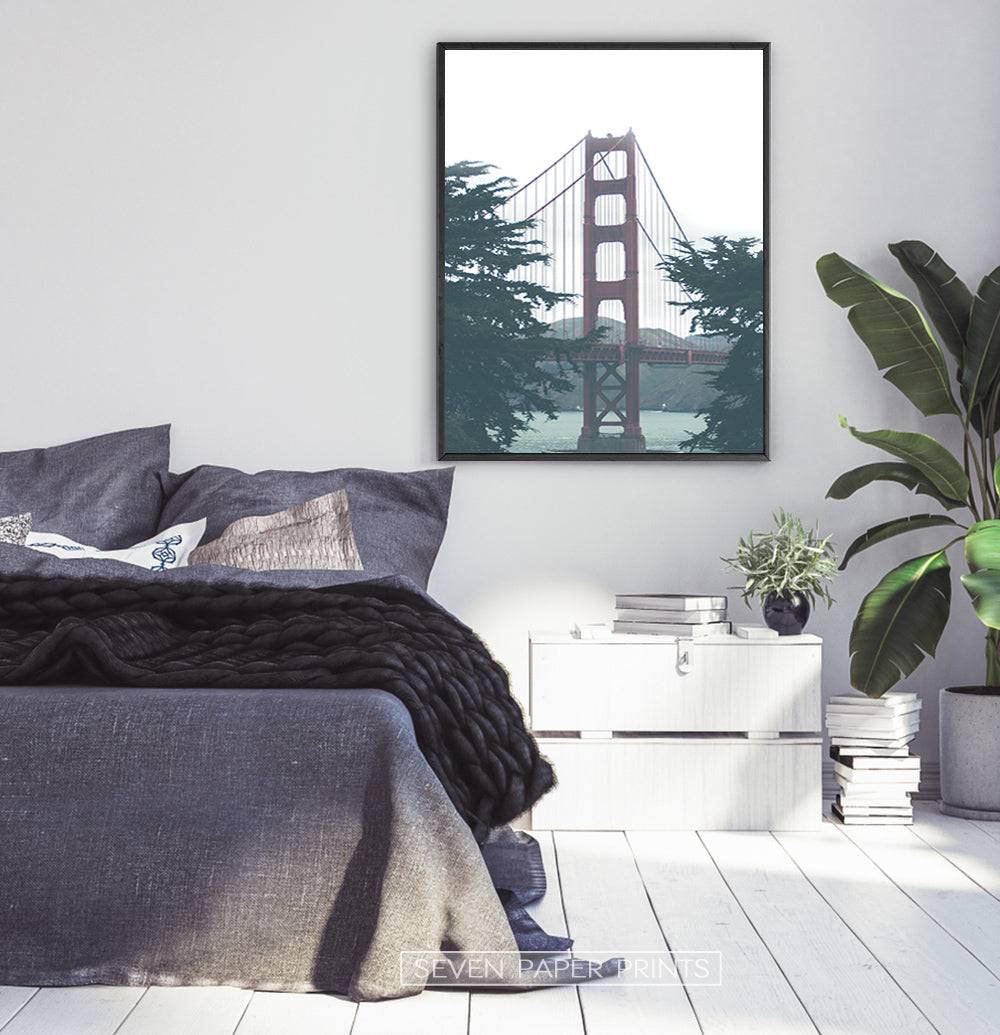 Golden Gate Bridge Green Foggy Photo Art