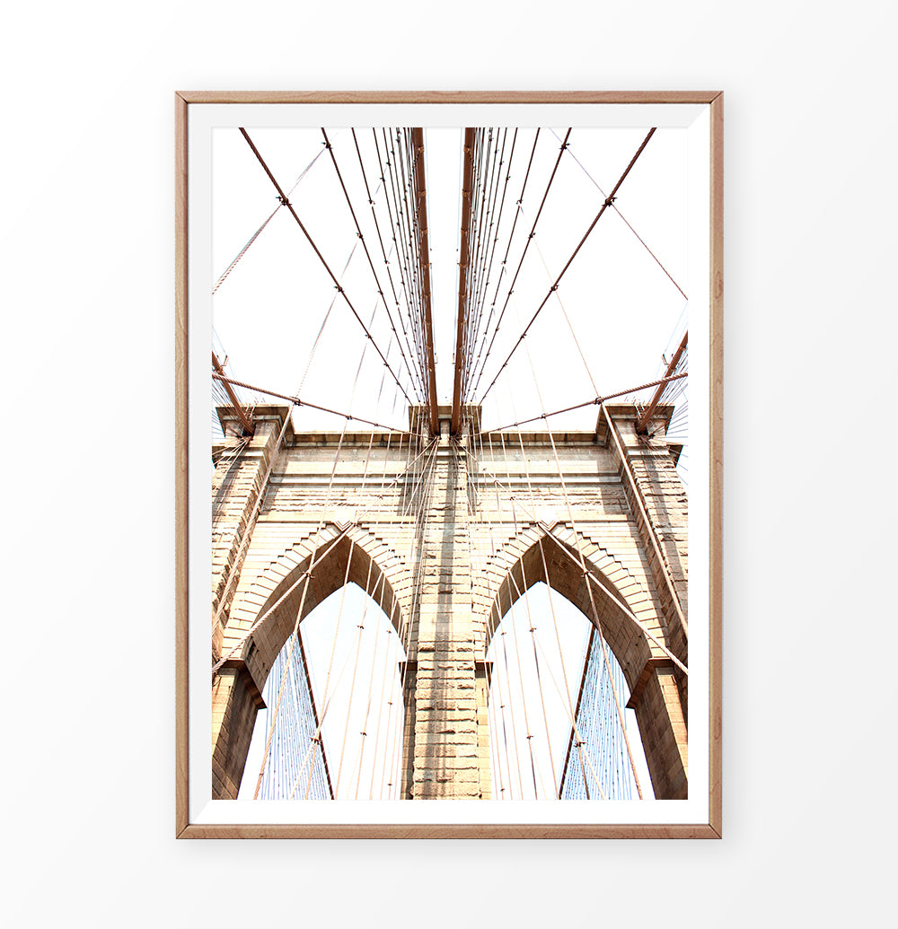 Brooklyn Bridge In Between Cables Net Photography Print