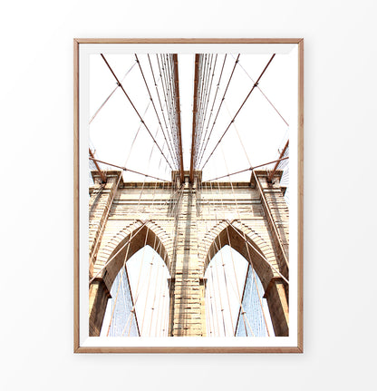 Brooklyn Bridge In Between Cables Net Photography Print