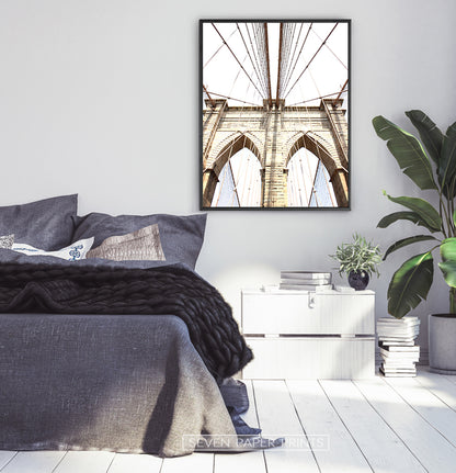 Brooklyn Bridge In Between Cables Net Photography Print