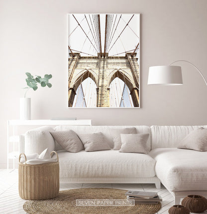 Brooklyn Bridge In Between Cables Net Photography Print